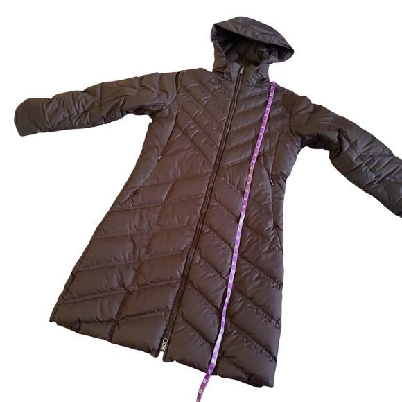 Patagonia Hooded Goose Down Long Parka Jacket Coat Womens Med M Brown Puff 1123 - Picture 11 of 16